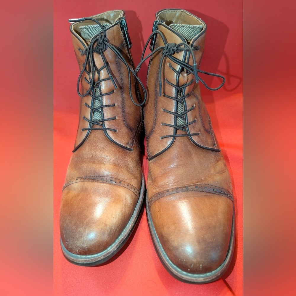 Kenneth Cole Reaction Men's Size 9 Pre Owned Brown Zipper Ankle Boots Holidays